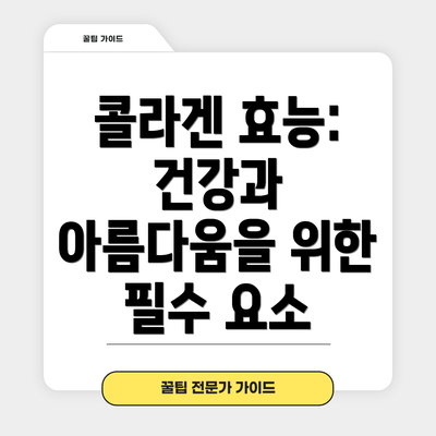 콜라겐 효능: 건강과 아름다움을 위한 필수 요소