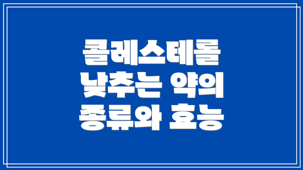 콜레스테롤 낮추는 약의 종류와 효능