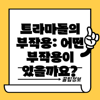 트라마돌의 부작용: 어떤 부작용이 있을까요?