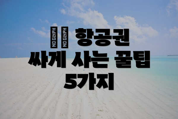 ✈️ 항공권 싸게 사는 꿀팁 5가지