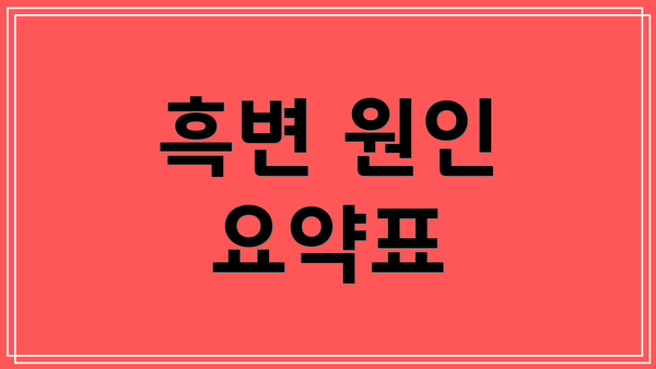 흑변 원인 요약표