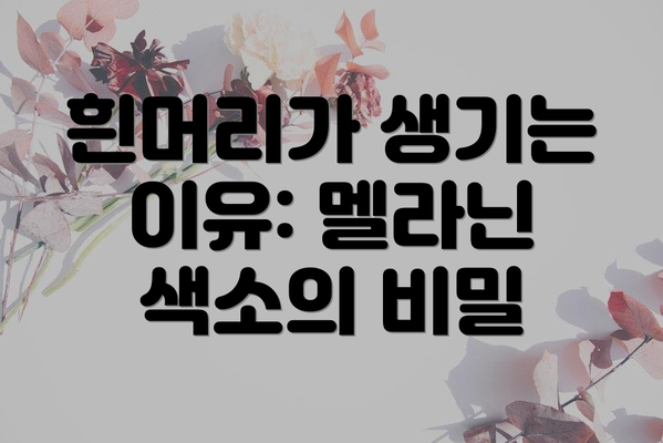 흰머리가 생기는 이유: 멜라닌 색소의 비밀