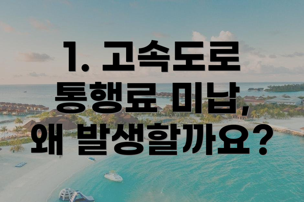 1. 고속도로 통행료 미납, 왜 발생할까요?