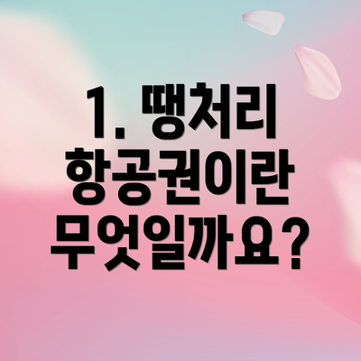 1. 땡처리 항공권이란 무엇일까요?