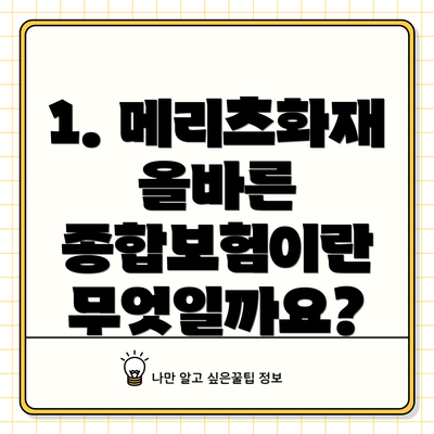1. 메리츠화재 올바른 종합보험이란 무엇일까요?