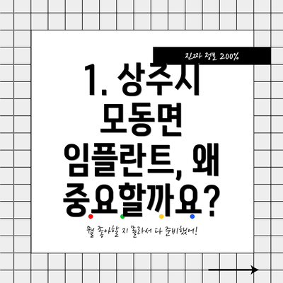 1. 상주시 모동면 임플란트, 왜 중요할까요?