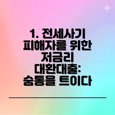 1. 전세사기 피해자를 위한 저금리 대환대출: 숨통을 트이다
