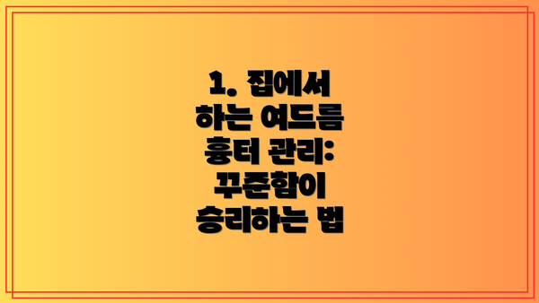 1. 집에서 하는 여드름 흉터 관리: 꾸준함이 승리하는 법