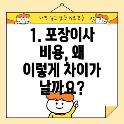 1. 포장이사 비용, 왜 이렇게 차이가 날까요?