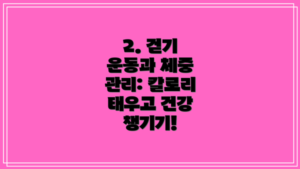 2. 걷기 운동과 체중 관리: 칼로리 태우고 건강 챙기기!
