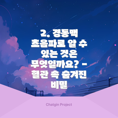 2. 경동맥 초음파로 알 수 있는 것은 무엇일까요? - 혈관 속 숨겨진 비밀