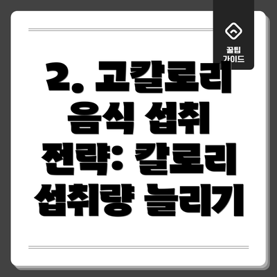 2. 고칼로리 음식 섭취 전략: 칼로리 섭취량 늘리기