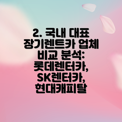 2. 국내 대표 장기렌트카 업체 비교 분석: 롯데렌터카, SK렌터카, 현대캐피탈