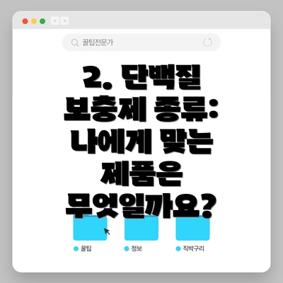 2. 단백질 보충제 종류: 나에게 맞는 제품은 무엇일까요?