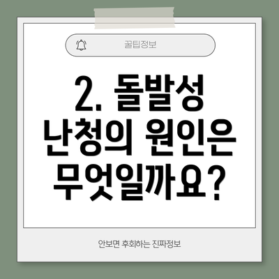 2. 돌발성 난청의 원인은 무엇일까요?