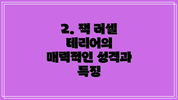 2. 잭 러셀 테리어의 매력적인 성격과 특징
