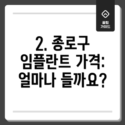 2. 종로구 임플란트 가격: 얼마나 들까요?