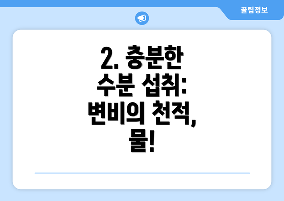 2. 충분한 수분 섭취: 변비의 천적, 물!