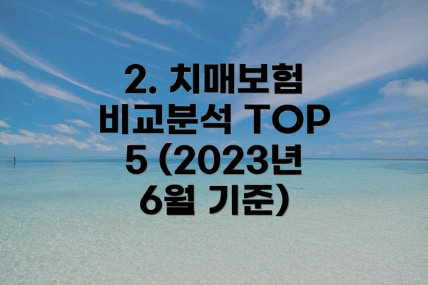 2. 치매보험 비교분석 TOP 5 (2023년 6월 기준)