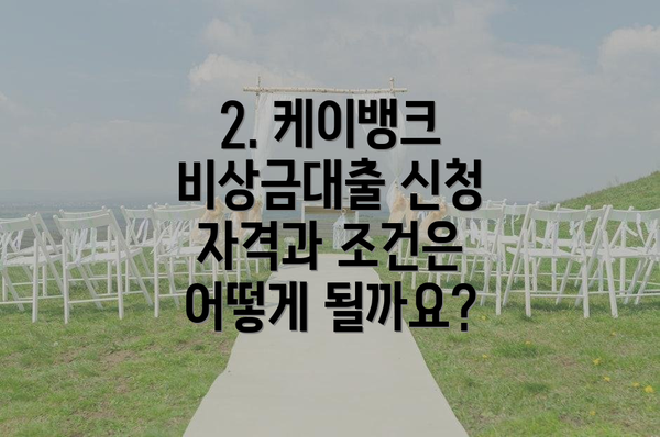 2. 케이뱅크 비상금대출 신청 자격과 조건은 어떻게 될까요?