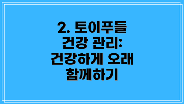 2. 토이푸들 건강 관리: 건강하게 오래 함께하기