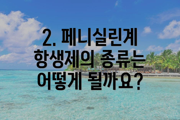 2. 페니실린계 항생제의 종류는 어떻게 될까요?