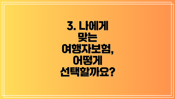 3. 나에게 맞는 여행자보험, 어떻게 선택할까요?