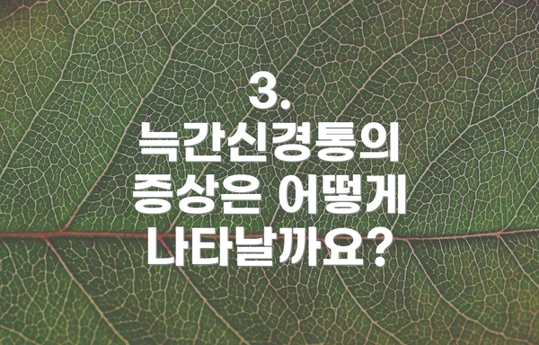 3. 늑간신경통의 증상은 어떻게 나타날까요?