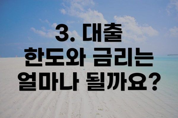 3. 대출 한도와 금리는 얼마나 될까요?