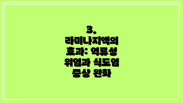 3. 라미나지액의 효과: 역류성 위염과 식도염 증상 완화
