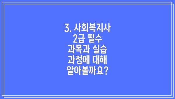 3. 사회복지사 2급 필수 과목과 실습 과정에 대해 알아볼까요?