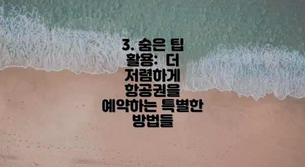 3. 숨은 팁 활용:  더 저렴하게 항공권을 예약하는 특별한 방법들
