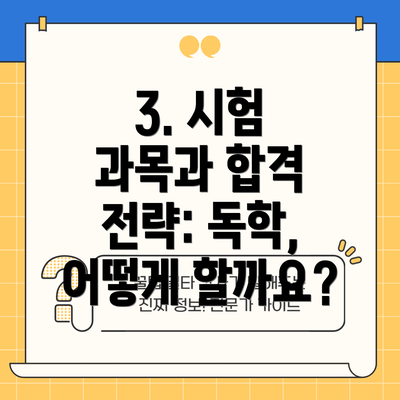 3. 시험 과목과 합격 전략: 독학, 어떻게 할까요?