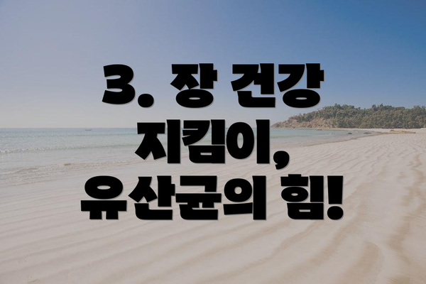 3. 장 건강 지킴이, 유산균의 힘!