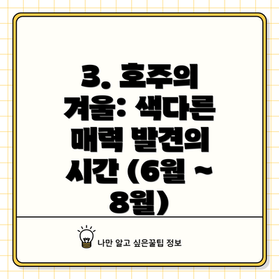 3. 호주의 겨울: 색다른 매력 발견의 시간 (6월 ~ 8월)