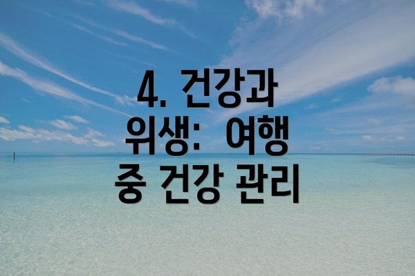 4. 건강과 위생:  여행 중 건강 관리