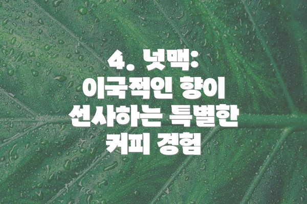 4. 넛맥: 이국적인 향이 선사하는 특별한 커피 경험