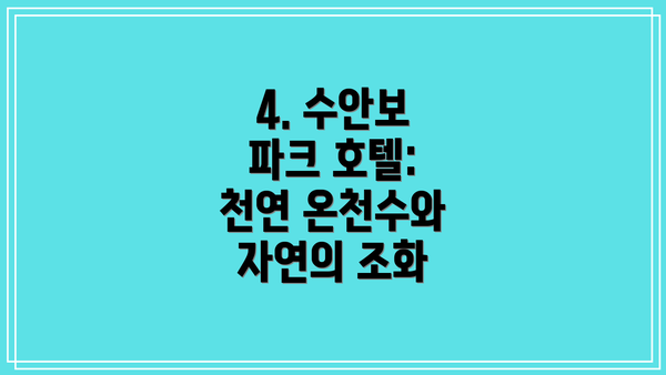 4. 수안보 파크 호텔: 천연 온천수와 자연의 조화