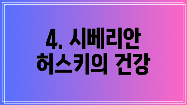 4. 시베리안 허스키의 건강