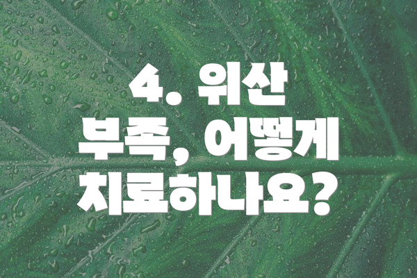 4. 위산 부족, 어떻게 치료하나요?