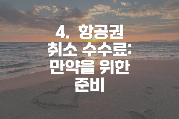 4.  항공권 취소 수수료:  만약을 위한 준비
