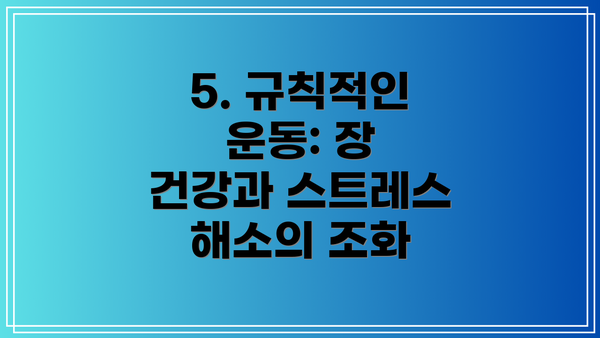 5. 규칙적인 운동: 장 건강과 스트레스 해소의 조화