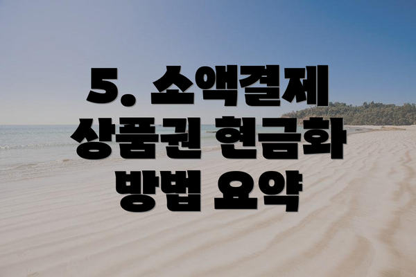 5. 소액결제 상품권 현금화 방법 요약