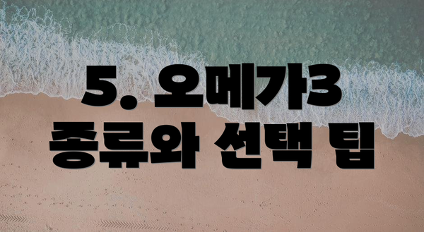 5. 오메가3 종류와 선택 팁