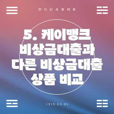 5. 케이뱅크 비상금대출과 다른 비상금대출 상품 비교