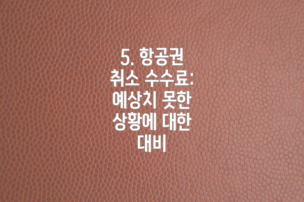 5. 항공권 취소 수수료: 예상치 못한 상황에 대한 대비