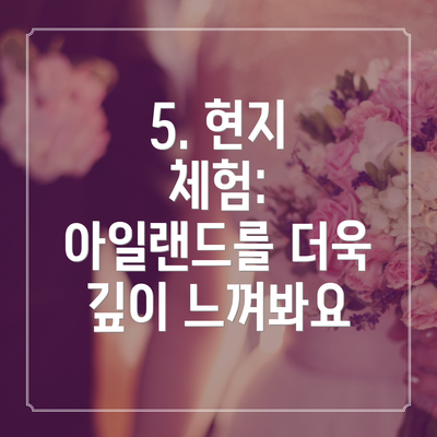 5. 현지 체험:  아일랜드를 더욱 깊이 느껴봐요