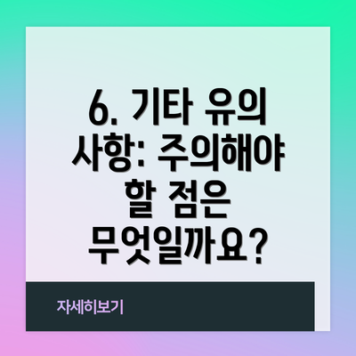 6. 기타 유의 사항: 주의해야 할 점은 무엇일까요?