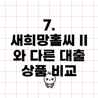 7.  새희망홀씨 II 와 다른 대출 상품 비교