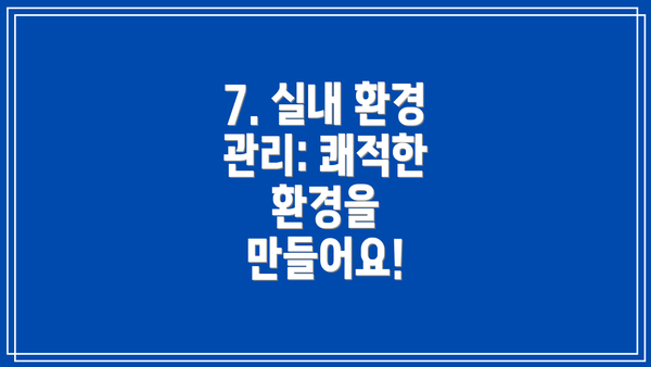 7. 실내 환경 관리: 쾌적한 환경을 만들어요!